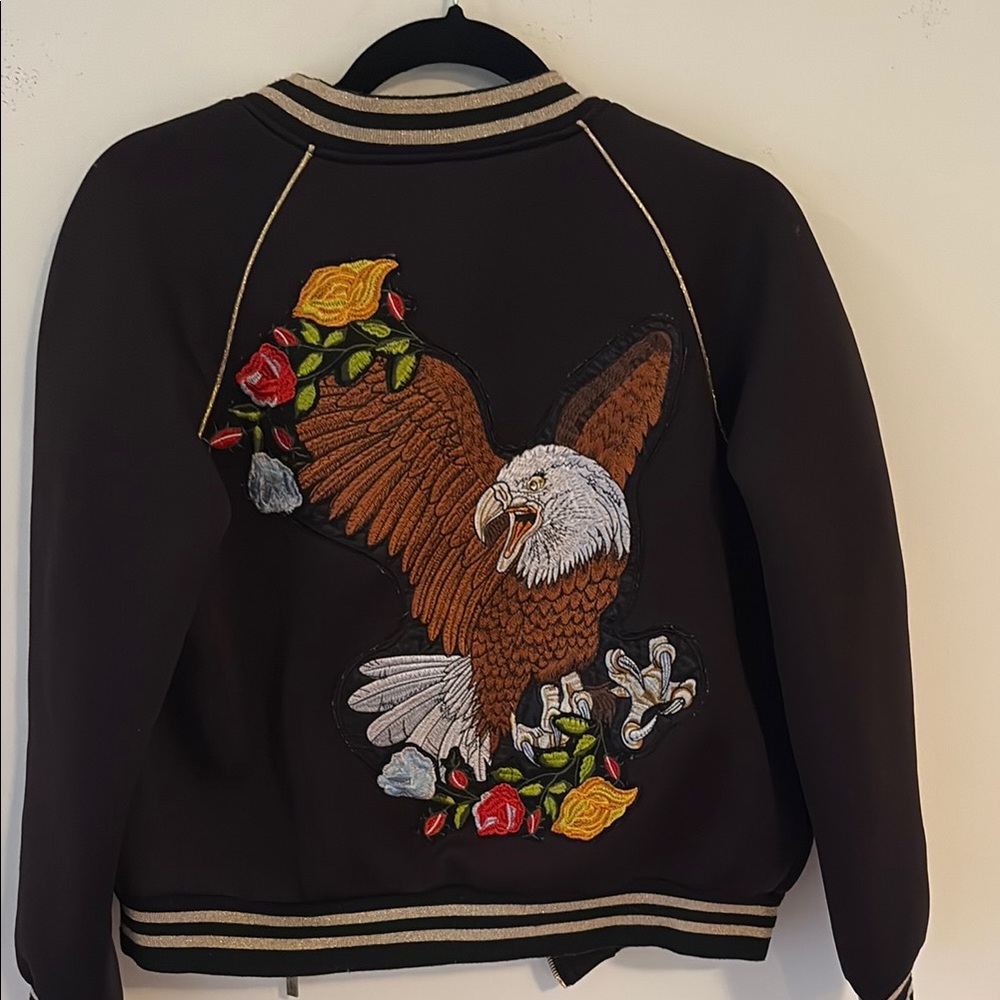 Bumper jacket- Embroidered Eagle Black Jacket